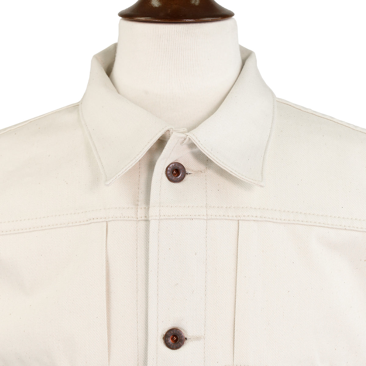 Collar Detail of Type 2 X105 12 Oz Ecru Natural Selvedge Jacket