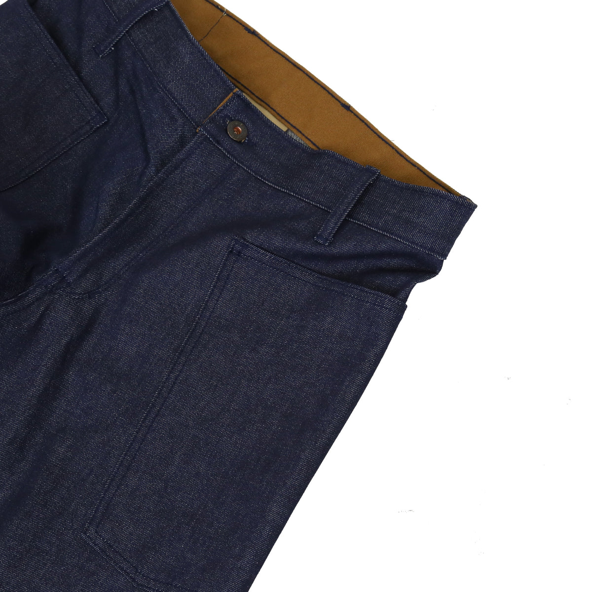Waistband and Pocket Detail of Mariner Unisex Men's Full Leg 12.75 Oz Classic Indigo