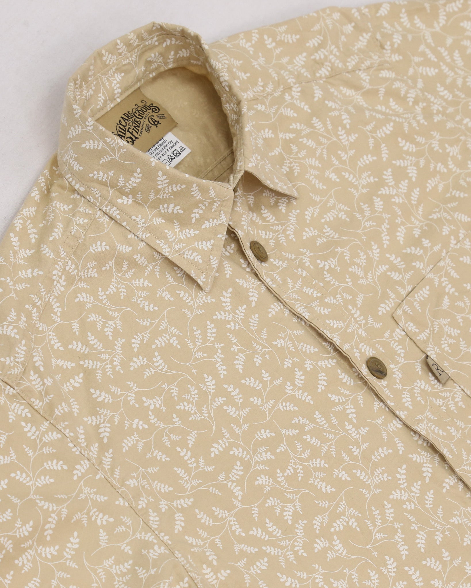 Outrunner Printed Fern Leaves Sand Short Sleeve Shirt (Pre-order)