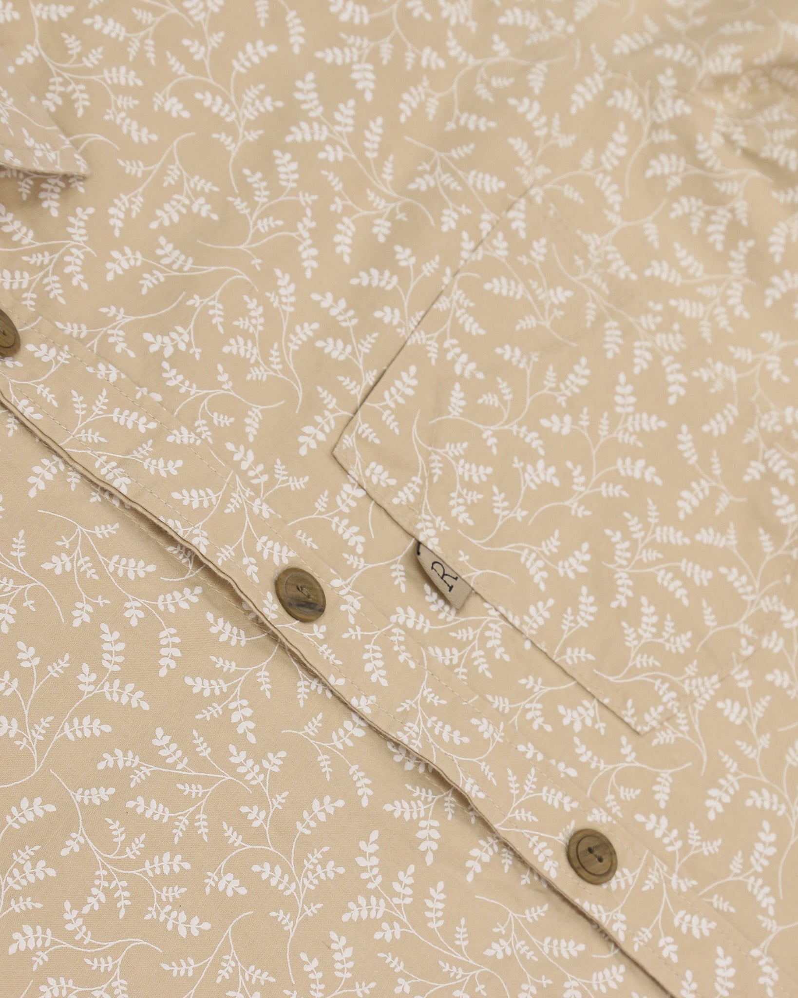Outrunner Printed Fern Leaves Sand Short Sleeve Shirt (Pre-order)